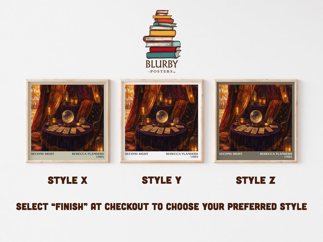 Second Sight literary print in frame leaning in hallway – romance wall art (mockup)