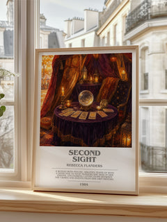 Second Sight bookish poster colour and style options – Rebecca Flanders book art