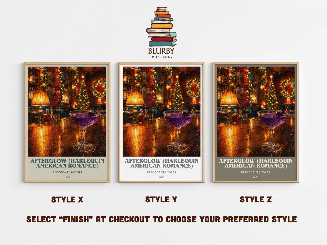 Afterglow (Harlequin American Romance) book cover print in frame leaning in hallway – romance wall art (mockup)