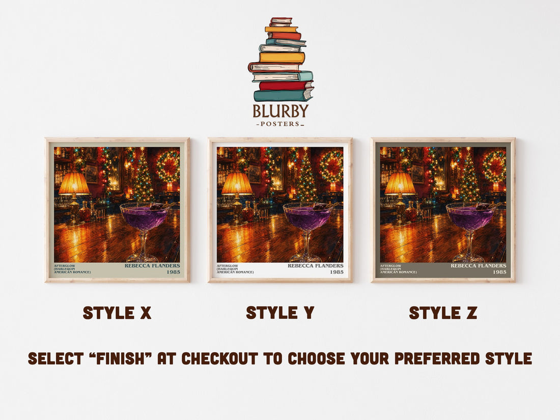 Afterglow (Harlequin American Romance) literary print in frame leaning in hallway – romance wall art (mockup)