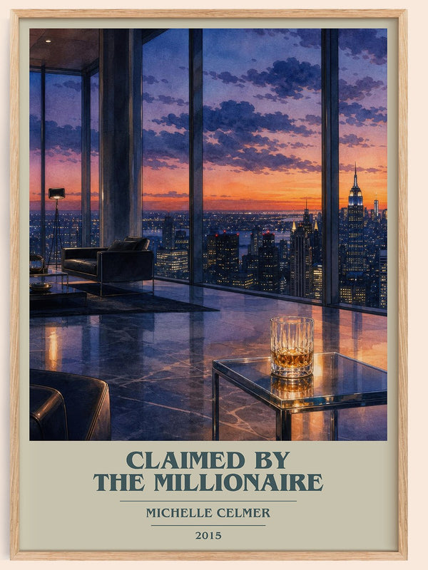 Claimed by the Millionaire book cover book poster by Michelle Celmer – framed literary art print