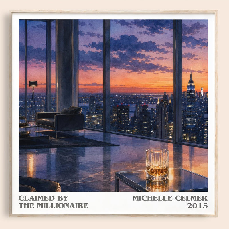 Claimed by the Millionaire literary book poster by Michelle Celmer – framed literary art print