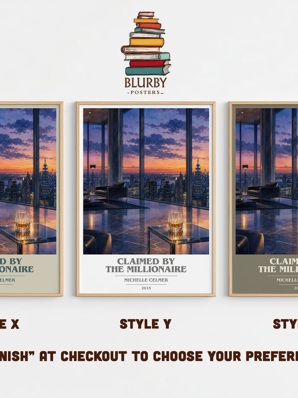 Claimed by the Millionaire book cover print in frame leaning in hallway – romance wall art