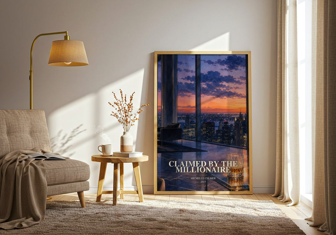 Claimed by the Millionaire watercolour print in frame leaning in hallway – romance wall art