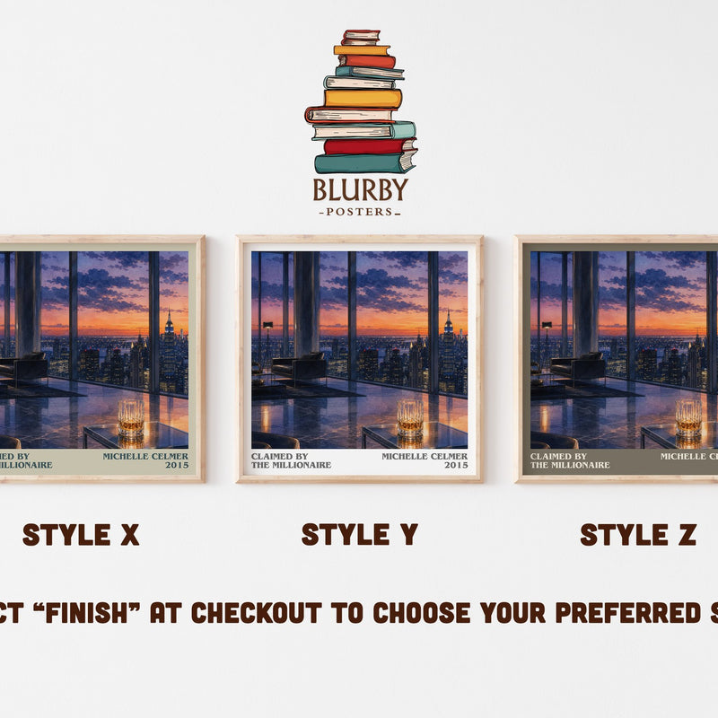 Claimed by the Millionaire literary print in frame leaning in hallway – romance wall art