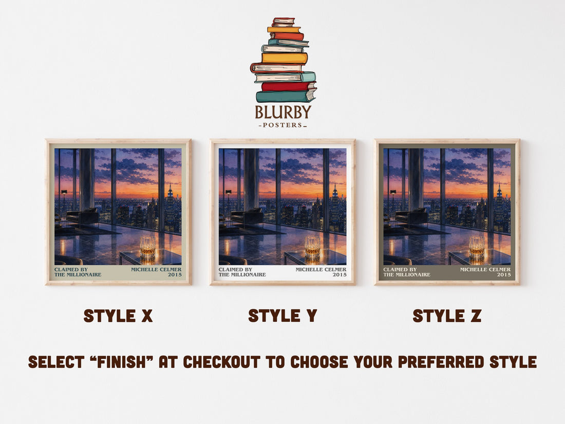 Claimed by the Millionaire literary print in frame leaning in hallway – romance wall art (mockup)