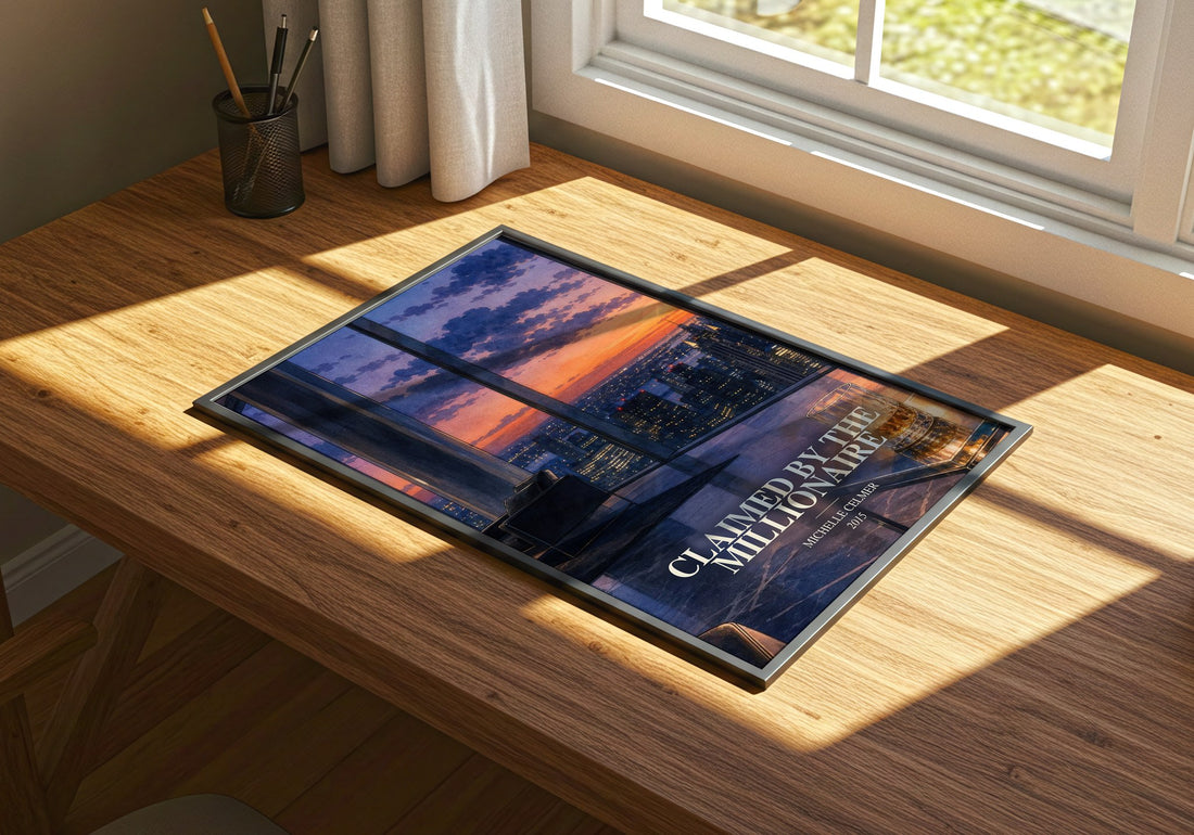 Claimed by the Millionaire watercolour book poster framed on wall – romance wall art