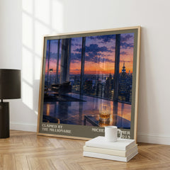 Claimed by the Millionaire literary print framed by window – literary home decor