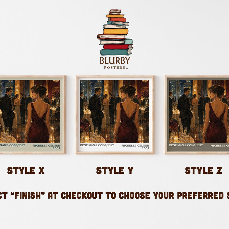 Best Man's Conquest literary print in frame leaning in hallway – romance wall art