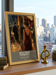 Best Man's Conquest book cover print framed by window – literary home decor