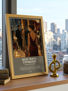 Best Man's Conquest bookish print framed by window – literary home decor