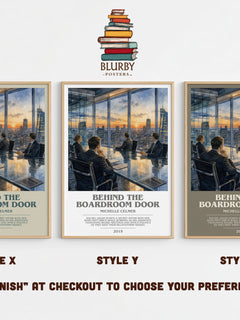 Behind the Boardroom Door bookish print in frame leaning in hallway – romance wall art