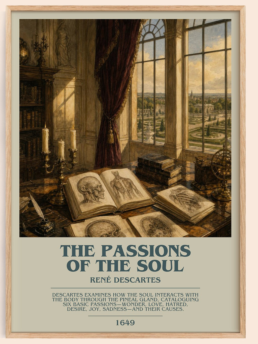 The Passions of the Soul bookish book poster by René Descartes – framed literary art print