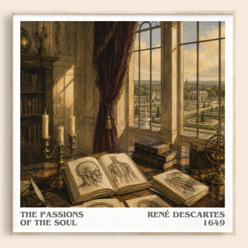 The Passions of the Soul literary book poster by René Descartes – framed literary art print