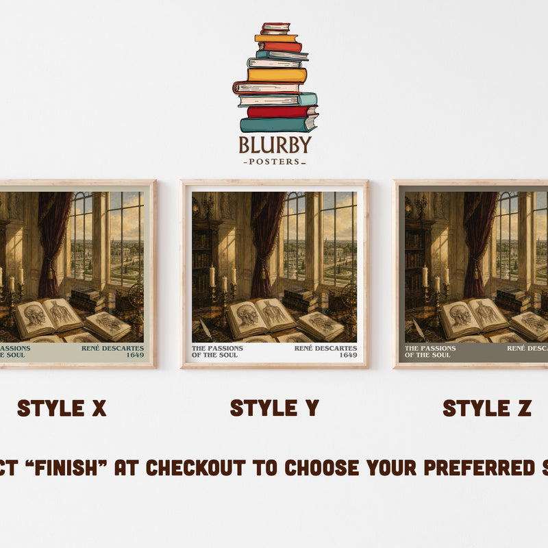 The Passions of the Soul literary print in frame leaning in hallway – philosophy wall art