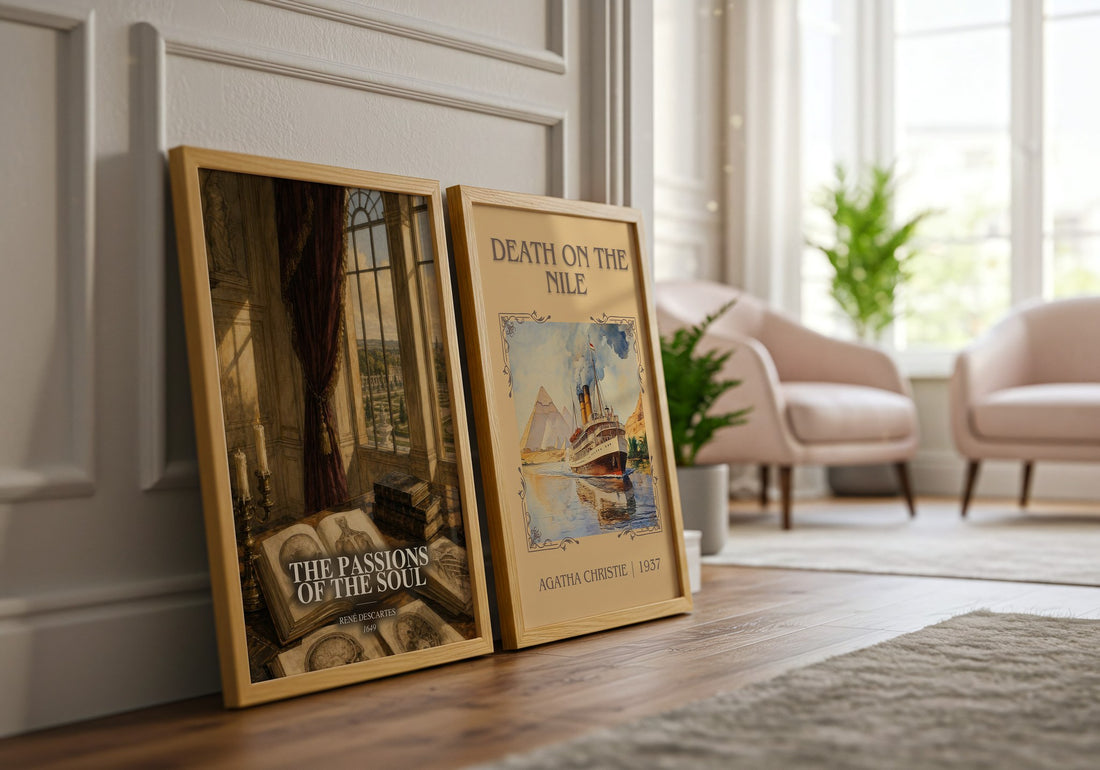 The Passions of the Soul watercolour print framed by window – literary home decor
