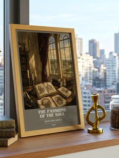 The Passions of the Soul book cover print framed by window – literary home decor