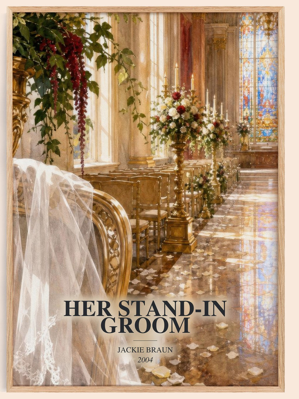 Her Stand-In Groom watercolour book poster by Jackie Braun – framed literary art print