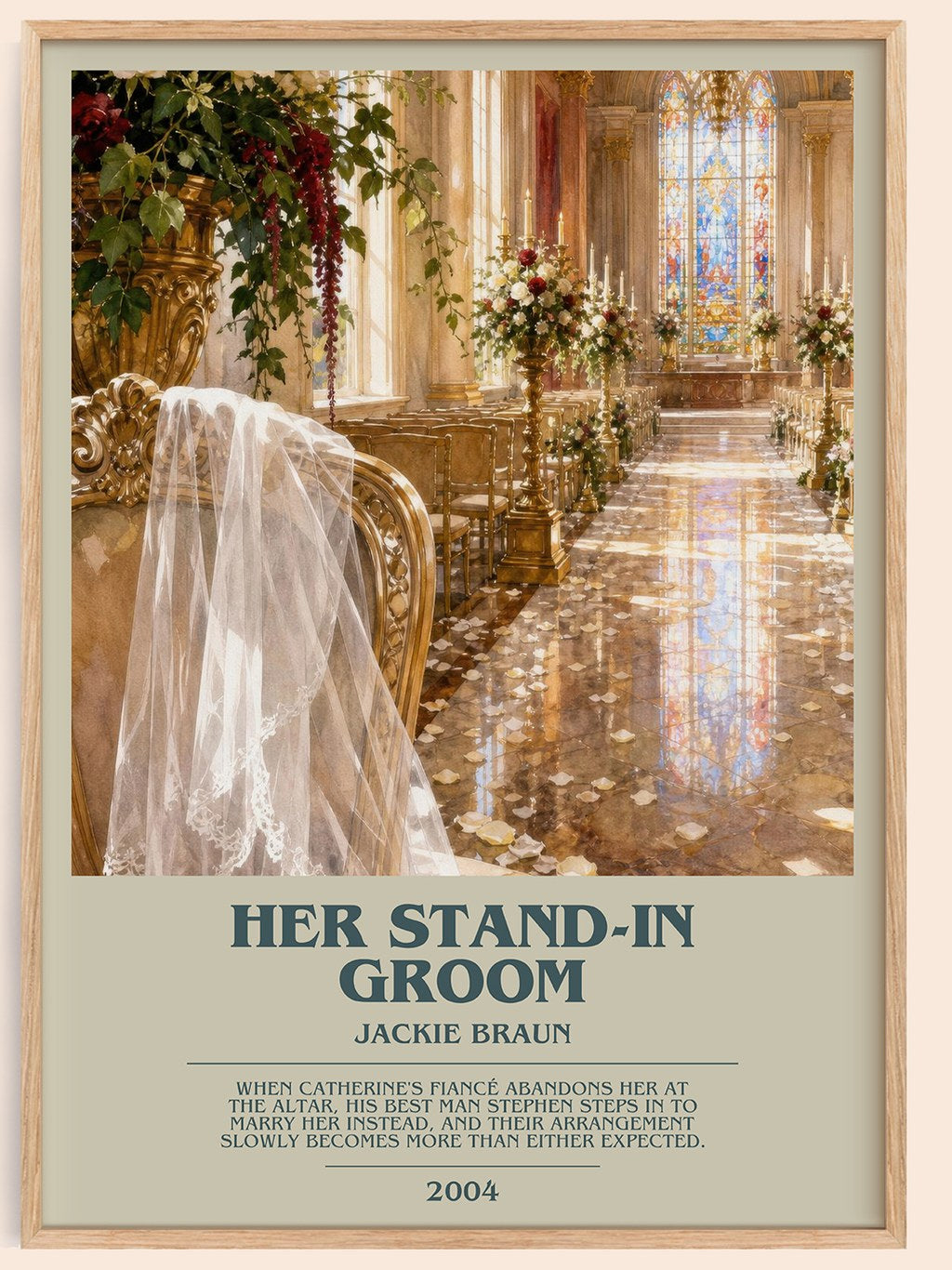 Her Stand-In Groom bookish book poster by Jackie Braun – framed literary art print