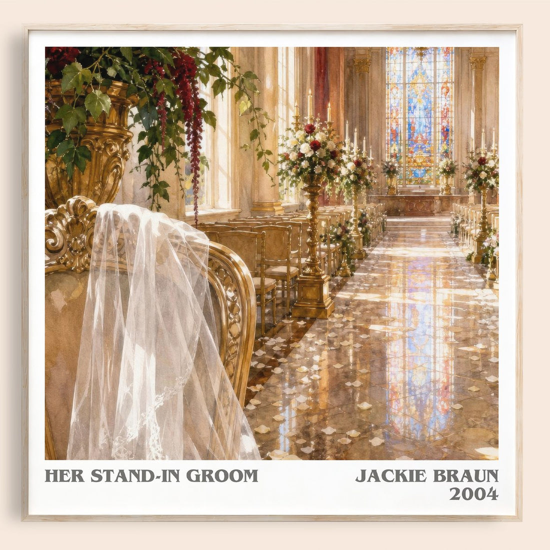 Her Stand-In Groom literary book poster by Jackie Braun – framed literary art print