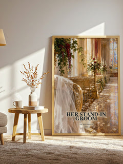 Her Stand-In Groom watercolour print in frame leaning in hallway – romance wall art