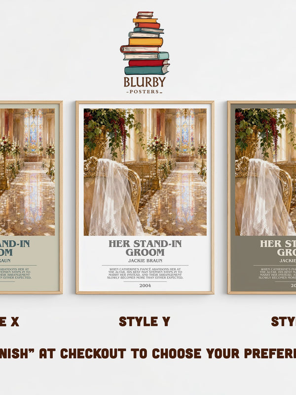 Her Stand-In Groom bookish print in frame leaning in hallway – romance wall art