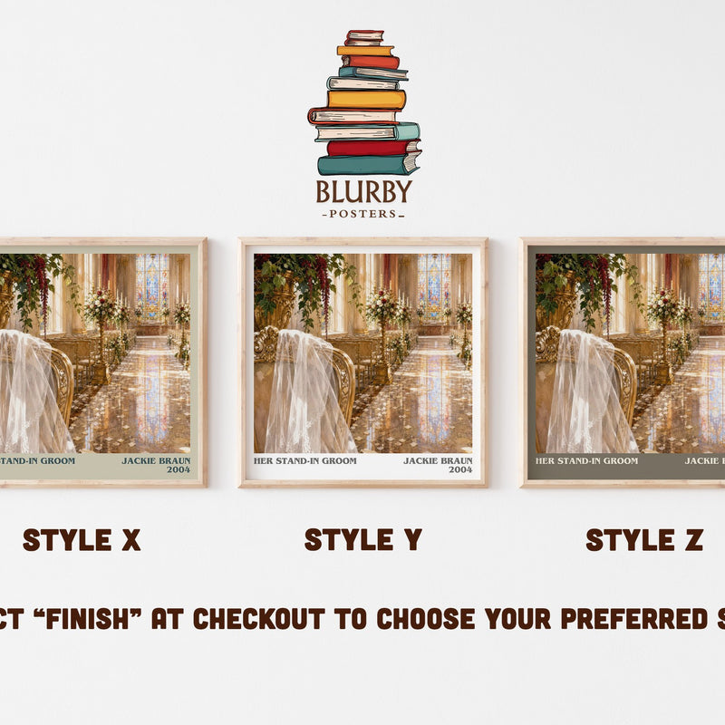 Her Stand-In Groom literary print in frame leaning in hallway – romance wall art