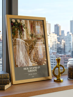 Her Stand-In Groom book cover print framed by window – literary home decor