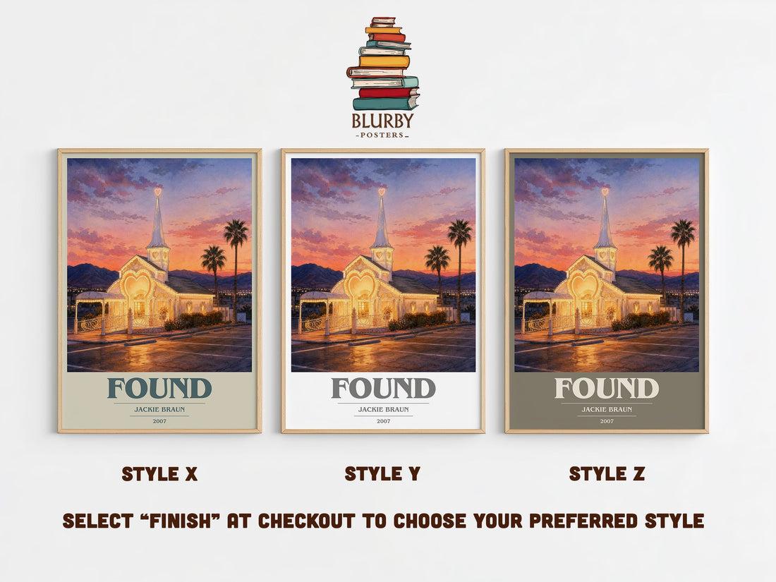 Found book cover print in frame leaning in hallway – romance wall art (mockup)