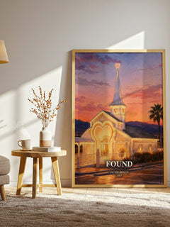 Found watercolour print in frame leaning in hallway – romance wall art