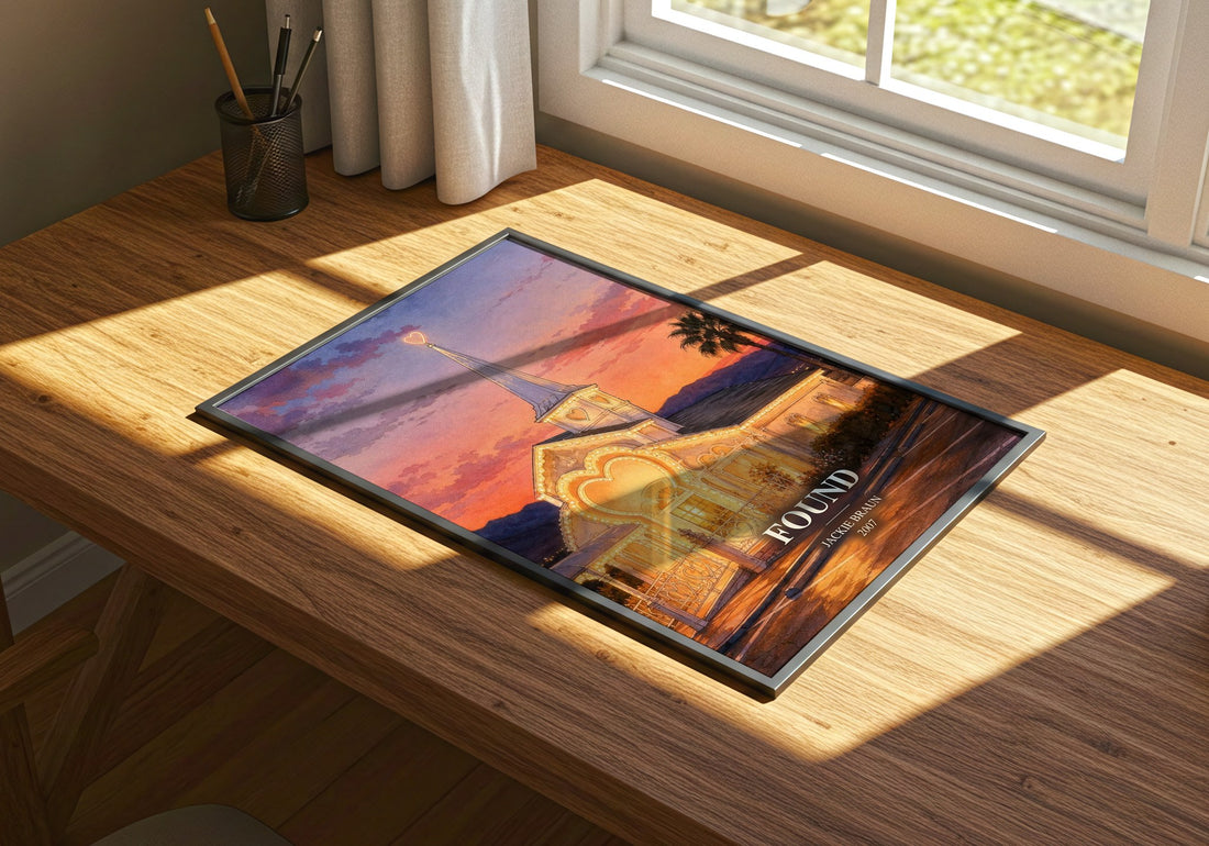 Found watercolour book poster framed on wall – romance wall art