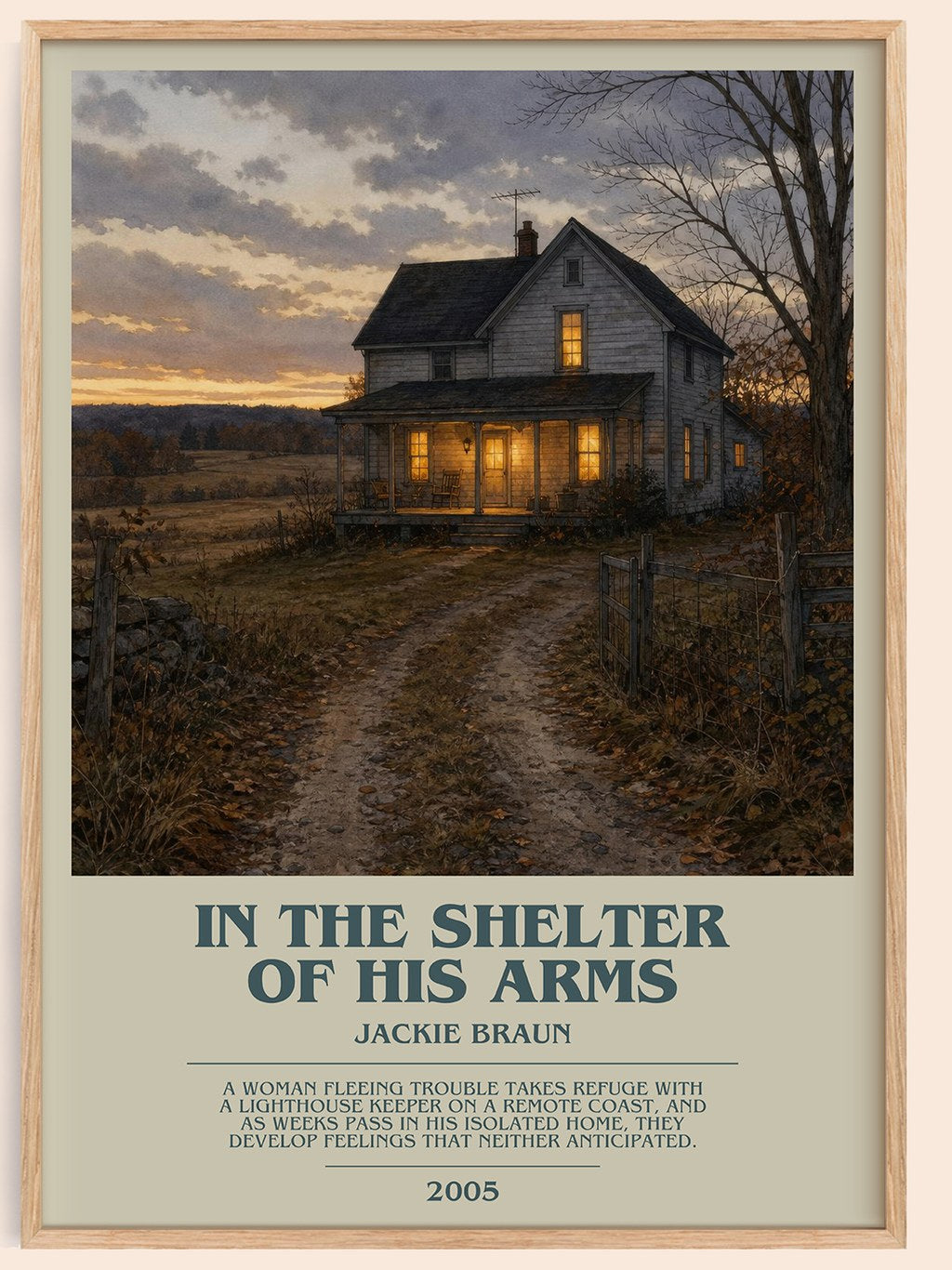 In The Shelter Of His Arms bookish book poster by Jackie Braun – framed literary art print