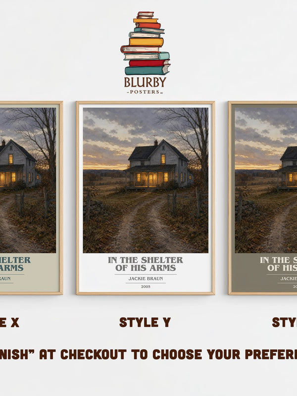 In The Shelter Of His Arms book cover print in frame leaning in hallway – romance wall art