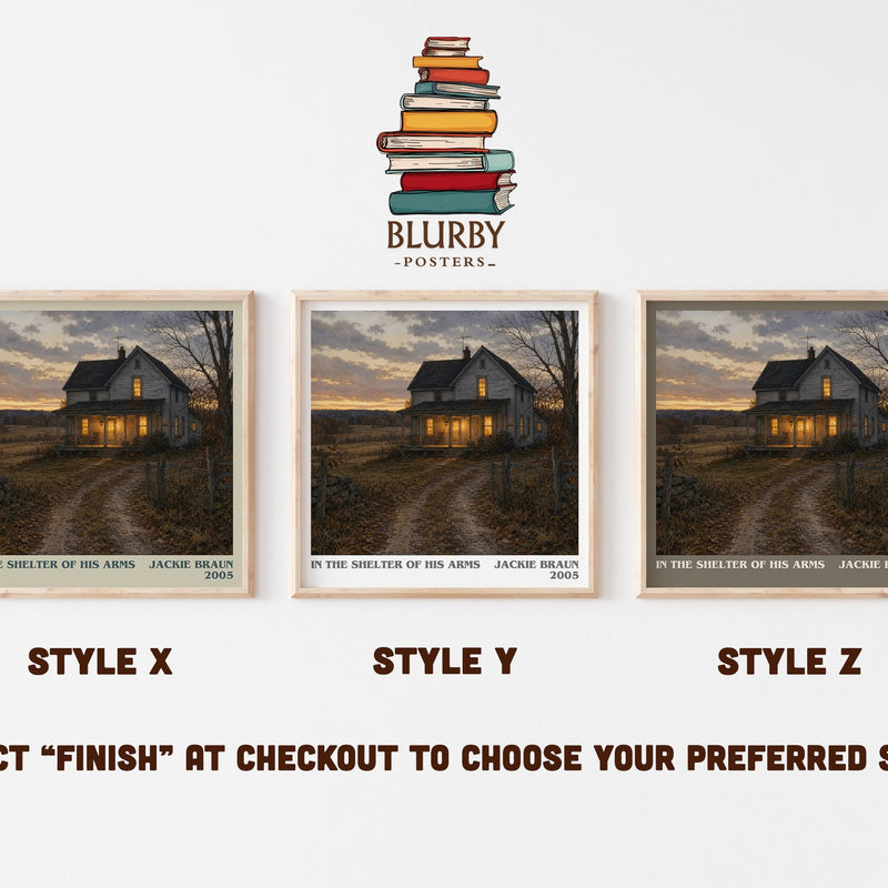 In The Shelter Of His Arms literary print in frame leaning in hallway – romance wall art