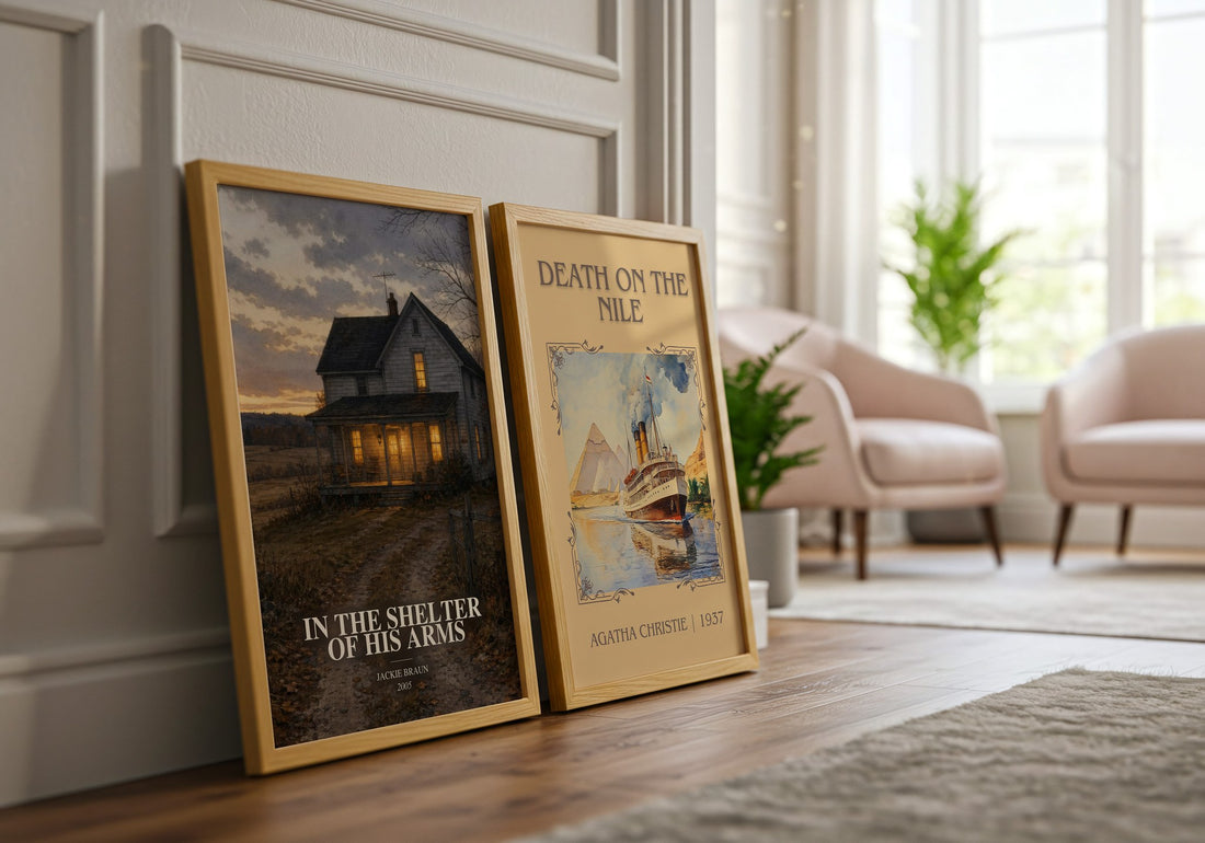 In The Shelter Of His Arms watercolour print framed by window – literary home decor