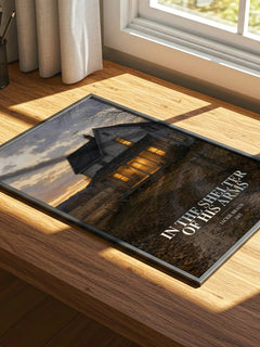 In The Shelter Of His Arms watercolour book poster framed on wall – romance wall art