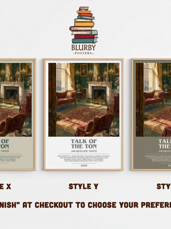 Talk of the Ton bookish print in frame leaning in hallway – romance wall art
