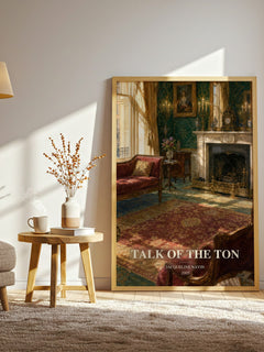 Talk of the Ton watercolour print in frame leaning in hallway – romance wall art