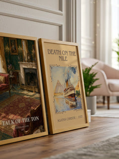 Talk of the Ton watercolour print framed by window – literary home decor