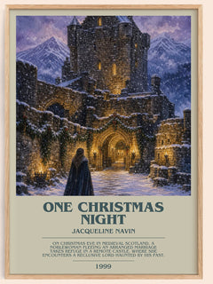 One Christmas Night bookish book poster by Jacqueline Navin – framed literary art print