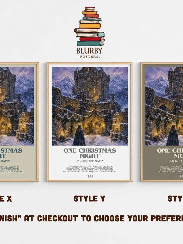One Christmas Night bookish print in frame leaning in hallway – romance wall art