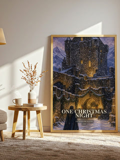 One Christmas Night watercolour print in frame leaning in hallway – romance wall art