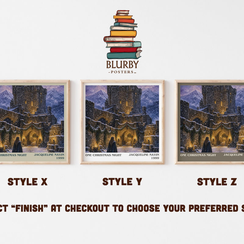 One Christmas Night literary print in frame leaning in hallway – romance wall art