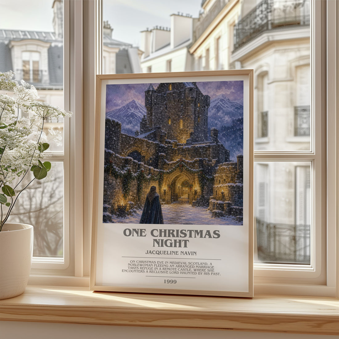 One Christmas Night bookish poster colour and style options – Jacqueline Navin book art