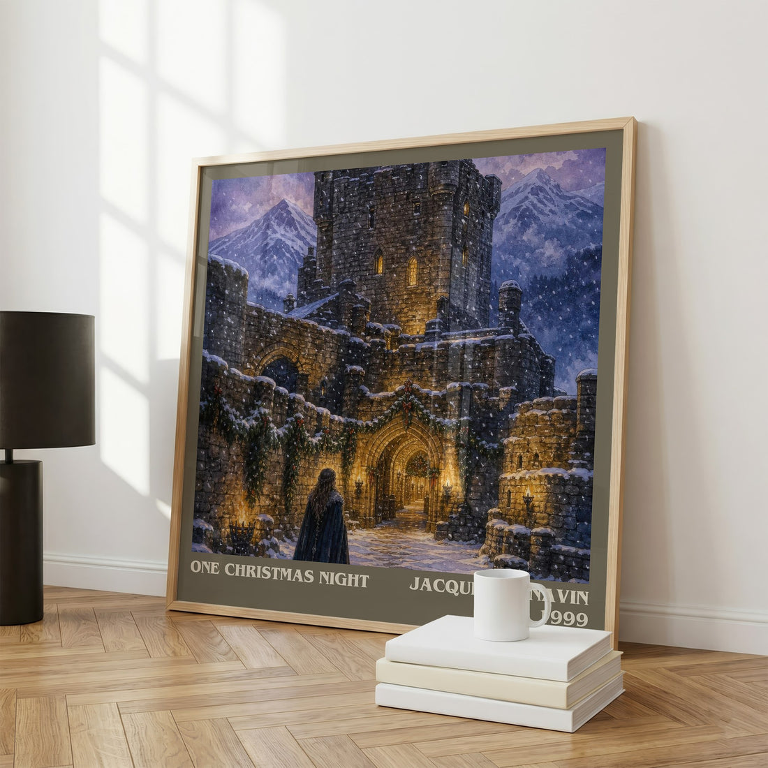 One Christmas Night literary print framed by window – literary home decor