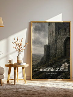 The Flower and the Sword (Historical , No 428) watercolour print in frame leaning in hallway – romance wall art