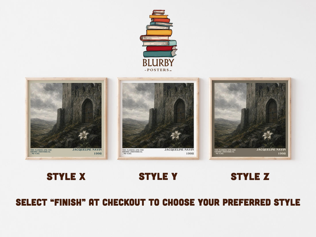The Flower and the Sword (Historical , No 428) literary print in frame leaning in hallway – romance wall art (mockup)