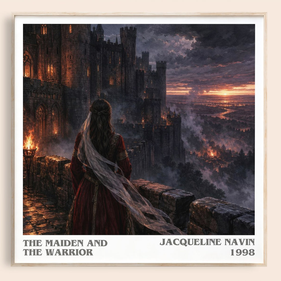 The Maiden and the Warrior literary book poster by Jacqueline Navin – framed literary art print