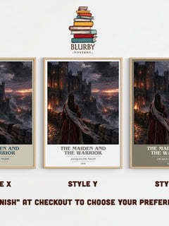 The Maiden and the Warrior book cover print in frame leaning in hallway – romance wall art