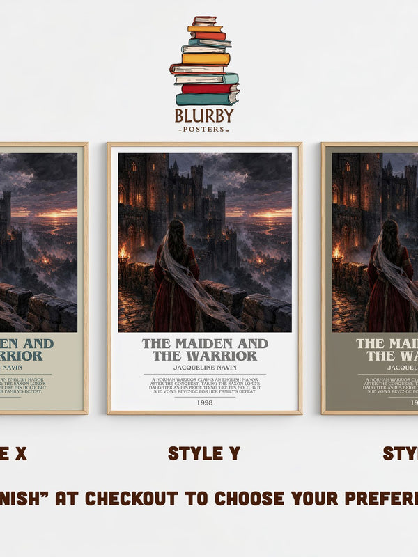 The Maiden and the Warrior bookish print in frame leaning in hallway – romance wall art